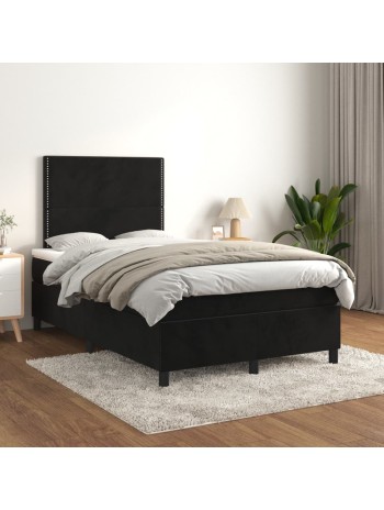 Boxspringbett mit Matratze Schwarz 120x200 cm Samt