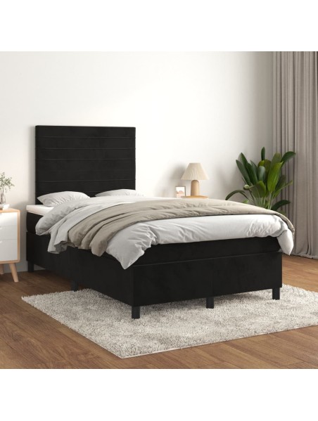 Boxspringbett mit Matratze Schwarz 120x200 cm Samt