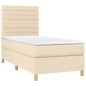 Boxspringbett mit Matratze Creme 90x190 cm Stoff