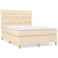 Boxspringbett mit Matratze Creme 140x190 cm Stoff