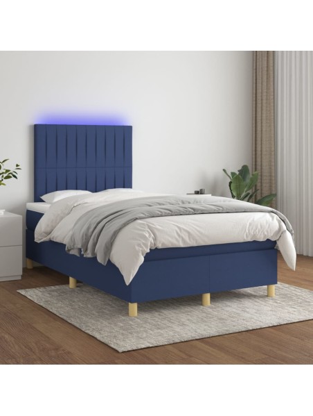 Boxspringbett mit Matratze & LED Blau 120x200 cm Stoff