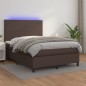 Boxspringbett mit Matratze & LED Braun 140x200 cm Kunstleder