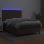 Boxspringbett mit Matratze & LED Braun 140x200 cm Kunstleder