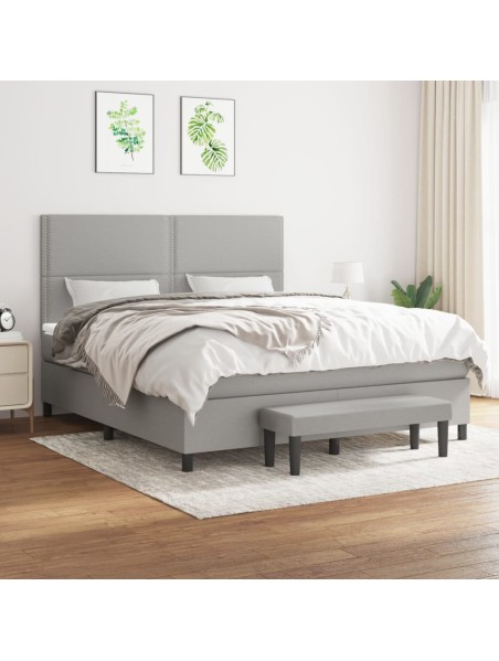 Boxspringbett mit Matratze Hellgrau 180x200 cm Stoff