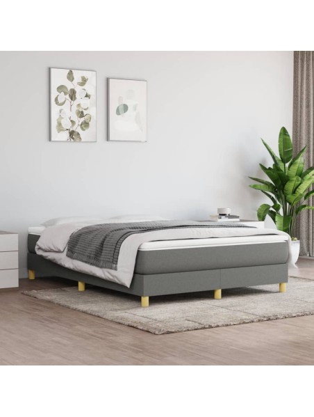 Boxspringbett mit Matratze Dunkelgrau 140x200 cm Stoff