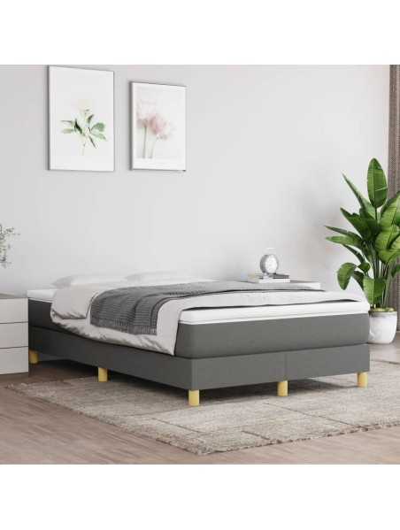 Boxspringbett mit Matratze Dunkelgrau 120x200 cm Stoff