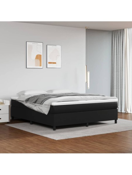 Boxspringbett Schwarz 160x200 cm Kunstleder