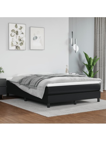 Boxspringbett Schwarz 140x190 cm Kunstleder