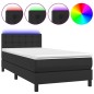 Boxspringbett mit Matratze & LED Schwarz 100x200 cm Kunstleder