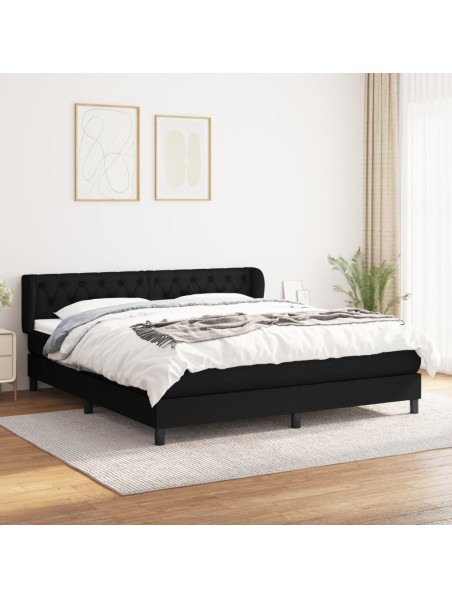 Boxspringbett mit Matratze Schwarz 160x200 cm Stoff