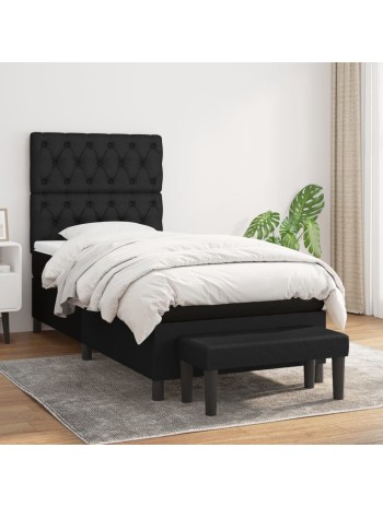 Boxspringbett mit Matratze Schwarz 80x200 cm Stoff