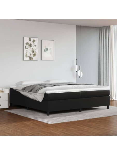 Boxspringbett mit Matratze Schwarz 200x200 cm Kunstleder