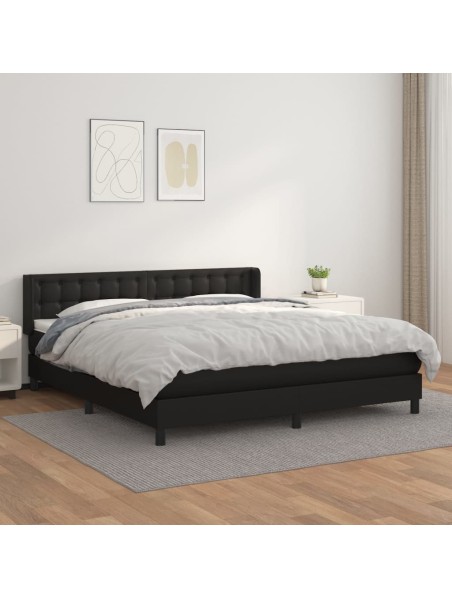 Boxspringbett mit Matratze Schwarz 180x200 cm Kunstleder