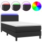 Boxspringbett mit Matratze & LED Schwarz 90x200 cm Kunstleder