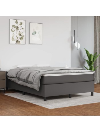 Boxspringbett Grau 140x190 cm Kunstleder