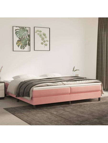 Boxspringbett mit Matratze Rosa 200x200 cm Samt