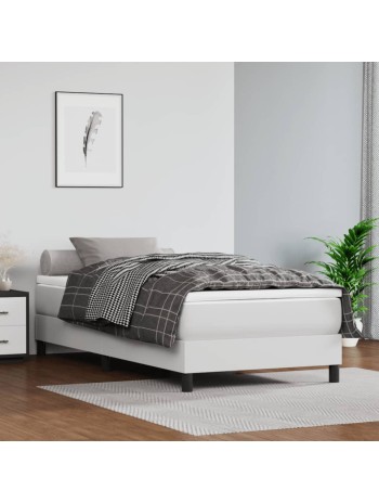 Boxspringbett mit Matratze Weiß 80x200 cm Kunstleder