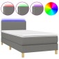 Boxspringbett mit Matratze & LED Dunkelgrau 90x190 cm Stoff