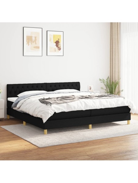 Boxspringbett mit Matratze Schwarz 200x200 cm Stoff