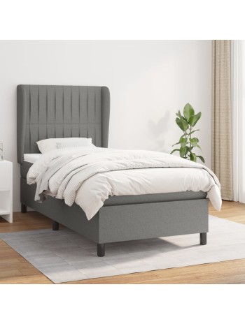 Boxspringbett mit Matratze Dunkelgrau 90x190 cm Stoff