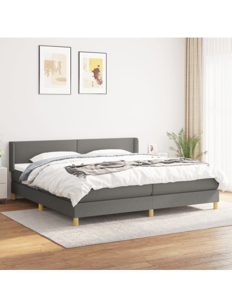 Boxspringbett mit Matratze Dunkelgrau 200x200 cm Stoff