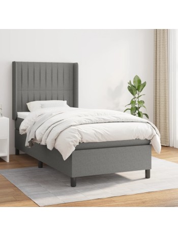 Boxspringbett mit Matratze Dunkelgrau 90x190 cm Stoff