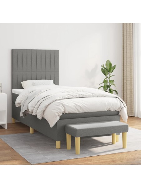 Boxspringbett mit Matratze Dunkelgrau 90x190 cm Stoff