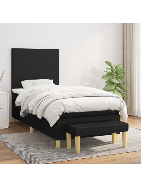 Boxspringbett mit Matratze Schwarz 90x190 cm Stoff