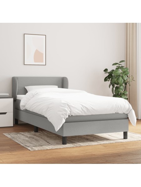 Boxspringbett mit Matratze Hellgrau 90x200 cm Stoff