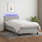 Boxspringbett mit Matratze & LED Hellgrau 90x190 cm Stoff