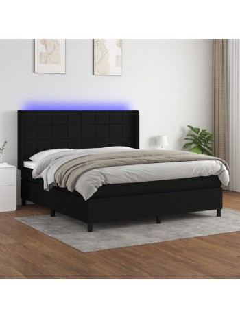 Boxspringbett mit Matratze & LED Schwarz 180x200 cm Stoff