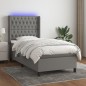 Boxspringbett mit Matratze & LED Dunkelgrau 100x200 cm Stoff