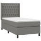 Boxspringbett mit Matratze & LED Dunkelgrau 100x200 cm Stoff