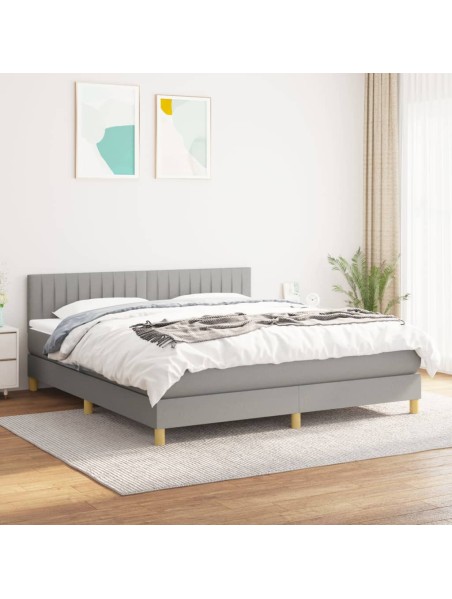 Boxspringbett mit Matratze Hellgrau 180x200 cm Stoff