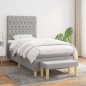 Boxspringbett mit Matratze Hellgrau 90x190 cm Stoff