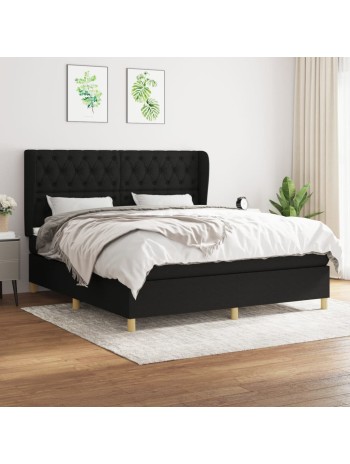 Boxspringbett mit Matratze Schwarz 160x200 cm Stoff