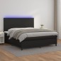 Boxspringbett mit Matratze & LED Schwarz 180x200 cm Kunstleder