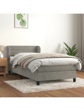 Boxspringbett mit Matratze Hellgrau 90x190 cm Samt