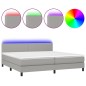 Boxspringbett mit Matratze & LED Hellgrau 200x200 cm Stoff