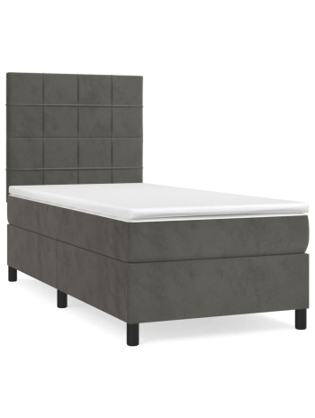 Boxspringbett mit Matratze Dunkelgrau 90x200 cm Samt