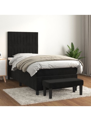 Boxspringbett mit Matratze Schwarz 100x200 cm Samt