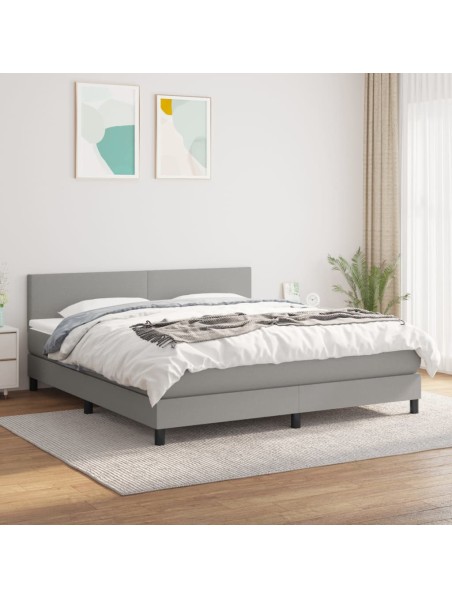 Boxspringbett mit Matratze Hellgrau 160x200 cm Stoff