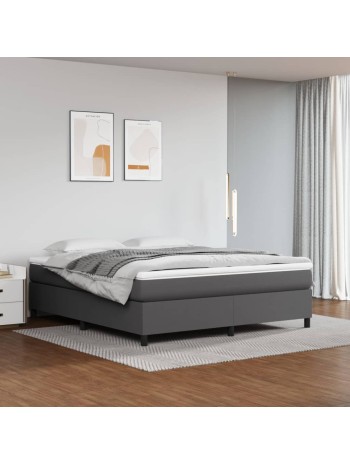 Boxspringbett mit Matratze Grau 160x200 cm Kunstleder