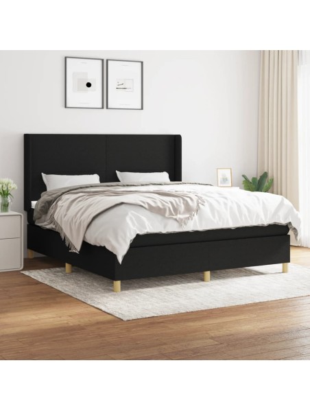 Boxspringbett mit Matratze Schwarz 180x200 cm Stoff