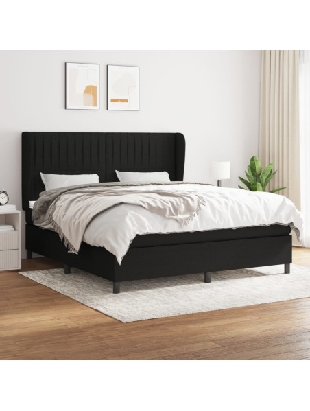 Boxspringbett mit Matratze Schwarz 180x200 cm Stoff