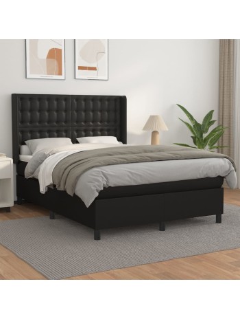 Boxspringbett mit Matratze Schwarz 140x200 cm Kunstleder