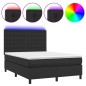 Boxspringbett mit Matratze & LED Schwarz 140x190 cm Kunstleder