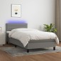 Boxspringbett mit Matratze & LED Dunkelgrau 90x190 cm Stoff