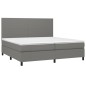 Boxspringbett mit Matratze & LED Dunkelgrau 200x200 cm Stoff