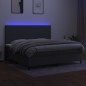 Boxspringbett mit Matratze & LED Dunkelgrau 200x200 cm Stoff